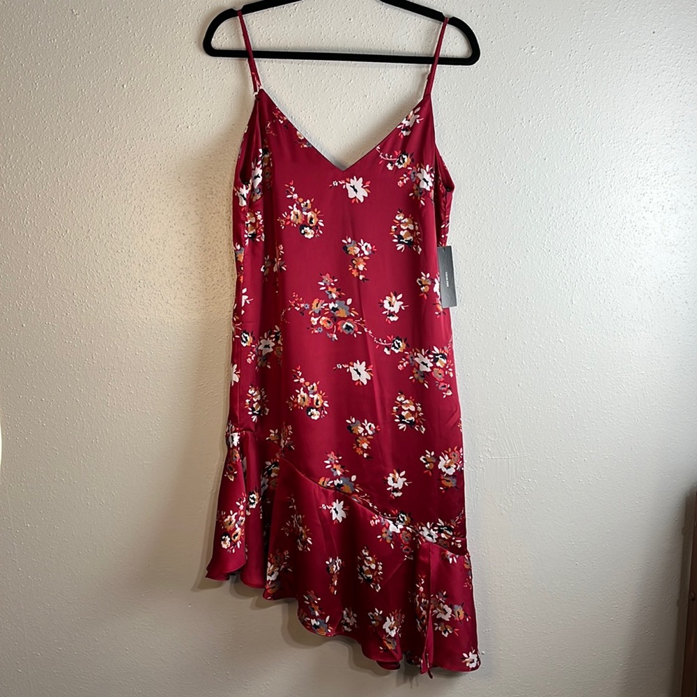 Lulus burgundy asymmetrical tank dress size S vacation summer v neck